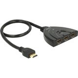 DeLOCK 3x HDMI naar 1x HDMI switch Zwart, 50 centimeter, 4K
