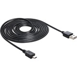 DeLOCK EASY-USB-A 2.0 male > mini USB-B 2.0 male kabel Zwart, 3 meter