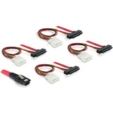 DeLOCK Mini SAS SFF-8087 > 4 x SAS SFF-8482 + power adapter Rood/zwart, 1 meter