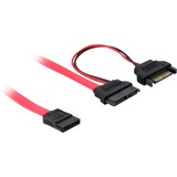 DeLOCK Slim SATA 13-pin naar 7-pin SATA + SATA Power adapter Rood, 0,5 meter