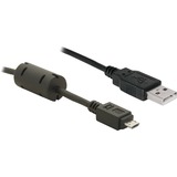 DeLOCK USB-A 2.0 > USB Micro-B kabel Zwart, 1 meter