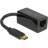 DeLOCK USB-C 3.2 Gen 1 naar RJ-45 Gigabit LAN adapter Zwart, 10/100/1000 Mbps
