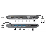 DeLOCK USB Type-C 3.1 Dockingstation 4K 30 Hz Grijs, USB-C, HDMI, SD, USB