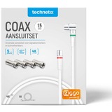 Diverse Technetix Coax-Adapter 4x / F-Male - IEC Male Aluminium Wit