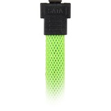 Sharkoon Sata III 90° sleeve kabel Groen, 0,3 meter