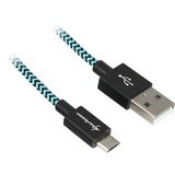 Sharkoon USB 2.0 kabel, USB-A > micro-USB B Zwart/lichtblauw, 0,5 meter