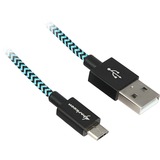 Sharkoon USB 2.0 kabel, USB-A > micro-USB B Zwart/lichtblauw, 1 meter