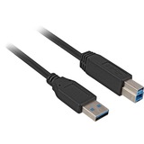 Sharkoon USB-A 3.0 > USB-B kabel Zwart, 5 meter