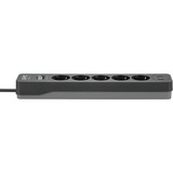 APC PME5U2B-GR stekkerdoos met overspanningsbeveiliging stekkerdoos Zwart, 5x stopcontact + 2x USB Surge lader