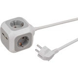 Brennenstuhl ALEA-Power 2xUSB-Charger + stekkerblok 4-voudig stekkerdoos Lichtgrijs/wit, 1,4 meter