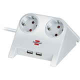 Brennenstuhl Desktop-Power USB-charger stekkerdoos Hoogglans wit, met 2 USB-laadcontactdozen 2.100mA