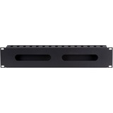 DSI 2U 19 inch metalen kabelgoot met schuifbedekking - DS-1902-2U kabelkanaal Zwart