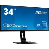 iiyama ProLite XUB3493WQSU 34" UltraWide Gaming Monitor Zwart, 2x HDMI, DisplayPort, 2x USB-A 3.2 (5 Gbit/s)