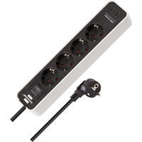 Brennenstuhl Ecolor 4-voudige stekkerdoos met 2 USB-laadaansluitingen Wit/zwart, 4x stekker, 2x USB-C, 2x USB-C