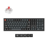 Keychron V6W-D1 8K QMK Wired Custom Mechanical Keyboard Zwart, US lay-out (QWERTY), Keychron Super Red, 100%, RGB leds, Double-shot PBT, hot swap, 8K, Knop
