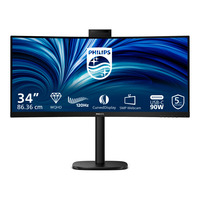 Philips 34B2U3600CH 34" Curved UltraWide monitor Zwart, 2x HDMI, DisplayPort, 3x USB-A, USB-B, USB-C, RJ-45