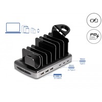 DeLOCK USB Charging Station met 3 x USB Type-C PD + 3 x USB Type-A (112 W) Grijs/zwart