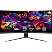 MSI MPG 341CQPX QD-OLED 34.18" Curved UltraWide gaming monitor Zwart, 2x HDMI, DisplayPort, 2x USB-A, USB-B, USB-C, 240 Hz