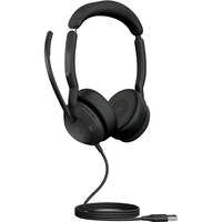Jabra Evolve2 50, MS on-ear headset Zwart, Stereo, USB-A, gecertificeerd voor Microsoft Teams