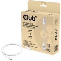 Club 3D USB-C 80Gbps Certified 240W 8k 240Hz kabel Wit, 1.2m