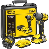 Stanley V20 18V borstelloze slagschroevendraaier Geel/zwart, Koffer, 2 accu's en oplader inbegrepen
