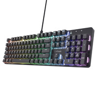 Trust GXT 871 Zora Mechanisch gaming toetsenbord Zwart, US lay-out (QWERTY), Huano Red, 100%, RGB