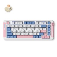 MCHOSE X75 Pink Blue Icy Creamsicle Wireless Gasket Mount Mechanical, toetsenbord Wit/pink (roze), US lay-out, Kailh Box Icy Creamsicle, 75%, RGB, Hot swap, Double-Shot PBT, draadloos / Bluetooth / USB-C