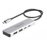 DeLOCK USB 10 Gbps USB-C Hub usb-hub Grijs, 2x USB-A 3.2 (10 Gbit/s), 2x USB-C 3.2 (10 Gbit/s)