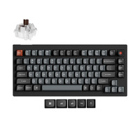 Keychron V1W-D3 8K QMK Wired Custom Mechanical Keyboard Zwart, US lay-out (QWERTY), Keychron Super Brown, 75%, RGB leds, Double-shot PBT, hot swap, 8K, Knop