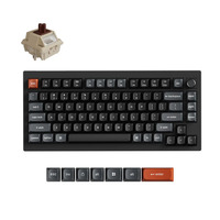 Keychron V1 Ultra 8K Wireless Custom Mechanical Keyboard, toetsenbord Zwart, US lay-out, Keychron Silk POM Brown, 75%, RGB, Hot swap, 2.4 GHz / Bluetooth 5.3 / USB-C