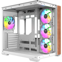Thermaltake View 380 WS ARGB Snow midi tower behuizing Wit/houtkleur | 2x USB-A | 1x USB-C | RGB | Tempered Glass