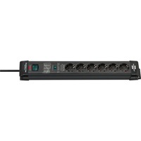 Brennenstuhl Premium-Line stekkerdoos 6-voudig stekkerdoos Zwart, 1,8 meter, 26.000A overspanningsbeveiliging