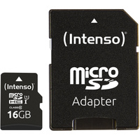 Intenso UHS-I Performance microSDXC 16 GB  geheugenkaart Zwart, Incl. SD adapter, UHS-I U1, Class 10
