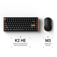 Keychron K2 HE Keyboard and M3 Mouse Wireless Elite Bundle desktopset Zwart, US lay-out (QWERTY), Gateron Double-Rail Magnetic Nebula, 75%, RGB leds, OSA double-shot PBT, hot swap, 2.4GHz | Bluetooth 5.2 | USB-C