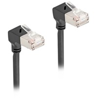 DeLOCK RJ45 Network Cable Cat.6A S/FTP Slim 90° downwards / downwards angled 1 m kabel Zwart