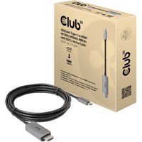 Club 3D USB Gen2 Type-C naar HDMI 205 Zwart, 3 meter, 4K120Hz, 8K60Hz, HDR10