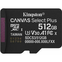 Kingston Canvas Select Plus 512 GB MicroSDXC geheugenkaart Zwart, UHS-I U3, Class 10, V30