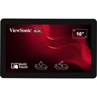 ViewSonic Open frame touchmonitor voor 24/7 continubedrijf 15.6" Zwart, 1x DisplayPort, 1x HDMI, 1x VGA