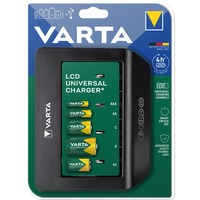 VARTA LCD Universal Charger+ oplader Zwart, Laadt tot 4x AA, AAA, C, D of 1x 9V