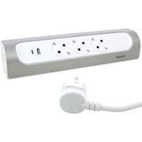 Legrand Meervoudige  hoekcontactdoos stekkerdoos Wit/aluminium, USB-A, USB-C