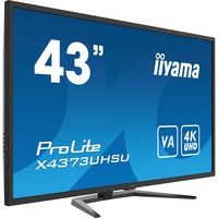 iiyama ProLite X4373UHSU-B1 43" 4K UHD monitor Zwart, 2x HDMI, 2x DisplayPort, Mini-DisplayPort, 4x USB-A