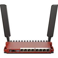 MikroTik L009UiGS-2HaxD-IN router Donkerrood, Qualcomm IPQ-5018 CPU, PoE, SFP, WiFi 6