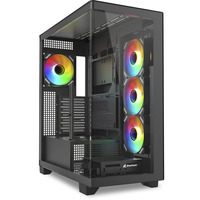 Sharkoon ELITE SHARK CA500 midi tower behuizing Zwart | 2x USB-A | 1x USB-C | RGB | Tempered Glass