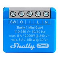 Shelly 1 Mini Gen4 relais Blauw, Bluetooth 4.2, Wi-Fi