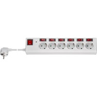 goobay 6-voudige stekkerdoos met schakelaar stekkerdoos Wit, kabel 1.5 meter