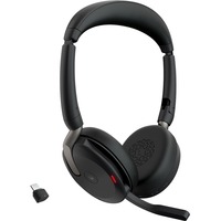 Jabra JBR Evolve2 65 Flex Link380c MS Duo WLC on-ear headset Zwart