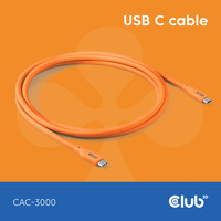 Club 3D USB C kabel, 2 meter Oranje