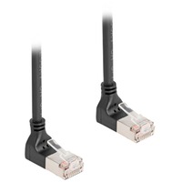 DeLOCK RJ45 Network Cable Cat.6A S/FTP Slim 90° upwards / upwards angled 5 m kabel Zwart