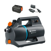 GARDENA Accu Besproeiingspomp 3000 Silent 18V P4A Gebruiksklare set incl. accu en oplader Donkergrijs/turquoise, 14610-20 | Pomp | Accu | Lader