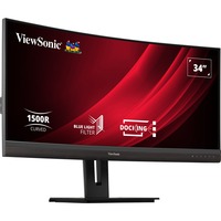 ViewSonic UWQHD Curved Docking Monitor VG3456C 34" UltraWide Zwart (mat), 2x HDMI, 1x Displayport, USB-A, USB-B, USB-C, LAN, audio